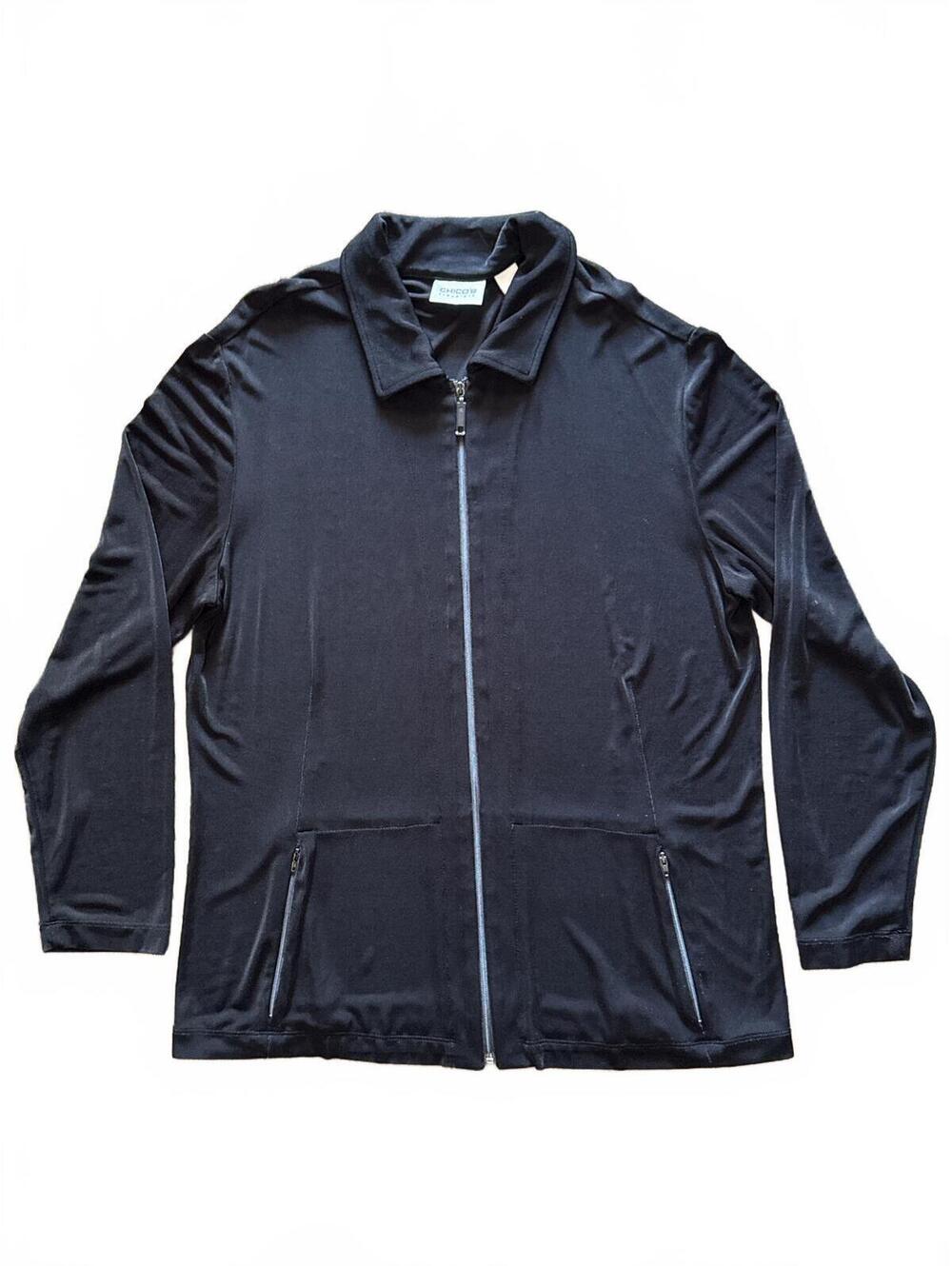 Chico's Travelers Black Long Sleeve Zip-Up Jacket